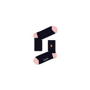 Happy Socks Ribbed Embroidery Strawberry 1/2 Crew Sock Unisex - Nogavice Happy Socks - Crna - RESTR13-6500-4-7 - Size: 4-7