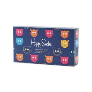 Happy Socks 3-Pack Mixed Cat Socks Gift Set Unisex - Nogavice Happy Socks - Velikobojan - XMJA08-0150-4-7 - Size: 4-7